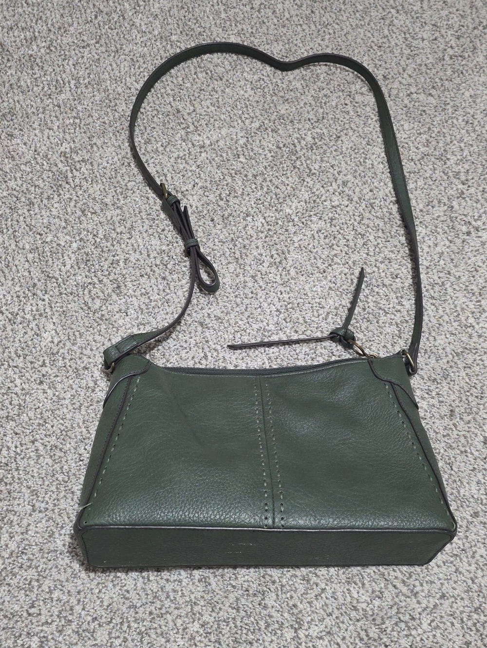 a.n.a Dark Green Pebbled Leather Crossbody Bag